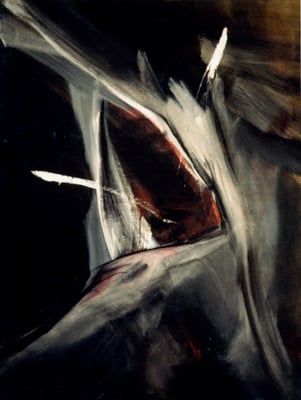 Corine_S_Congiu-1988-Le-cri-Huile-116x89cm : Cassandre Leon « L’opah et l’appât »/ Marc Buschtetz : Les dents de la mer / Cassandre Leon : La chambre du fond  / Mymy Petite Souris : Fracture / Sonia Devi : Les dents de l'amer