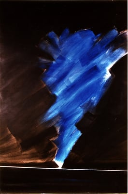 Corine_S_Congiu-1985-Tornade bleue-Acrylique sur toile-195x130cm : Anne-Marie Dédebant : Tornade africaine / Florence Rapinat-Gamard : se libérer de la représentation / Marcello Johannes de Caliaro : Envol /  Sonia Devi : Maintenant ou Jamais / Charlotte