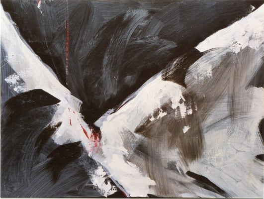 Corine_S_Congiu-1988-acryl-116x89 cm : Patricia Bennani Blanca : L envol  / Marcello Johannes de Caliaro : Le cygne / Anne-Marie Dédebant : Dislocation /Sonia Devi : Prometheus 