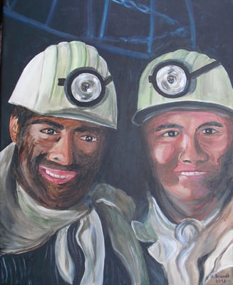 Hannelore Brandt, Titel: Kumpels, 2013, Technik: Acryl auf Leinwand, Format: 50 x 40 cm