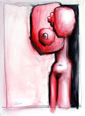 Barbara Ambrusch-Rapp: Titel: einkaufstour lw1 (shoppingtour), 2008, Technik: Acryl Mischtechnik auf Leinwand, Format: 40 x 30 cm