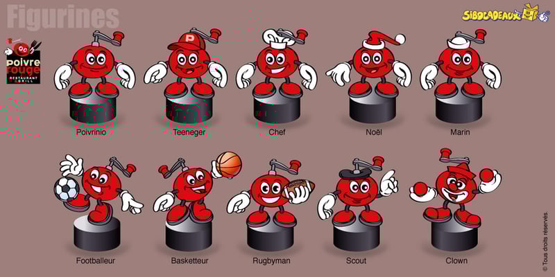 Déclinaison mascotte & création maquettes de figurines • SIBO / Poivre Rouge