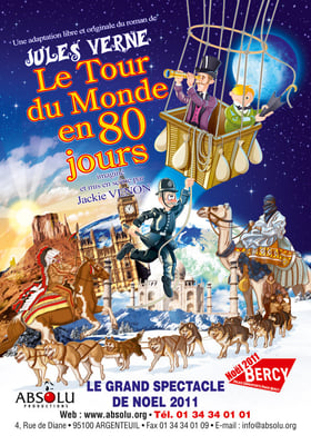 Spectacle : Illustration affiche / Le Tour du Monde en 80 jours • © Christophe HOULES, Illustrateur