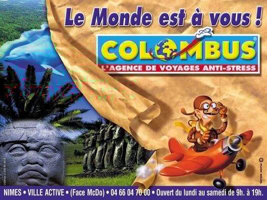 Affiche : Illustration mixte + Photoshop / Plein Soleil / Colombus • © Christophe HOULES, illustrateur