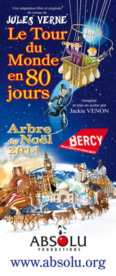 Kakemono : Spectacle "Le Tour du monde en 80 jours" • © Christophe Houlès, graphiste illustrateur
