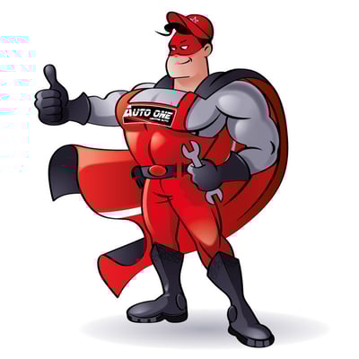 Création mascotte Auto-One super héros
