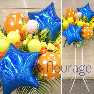 バルーンと生花のスタンド花　15000円(税込)