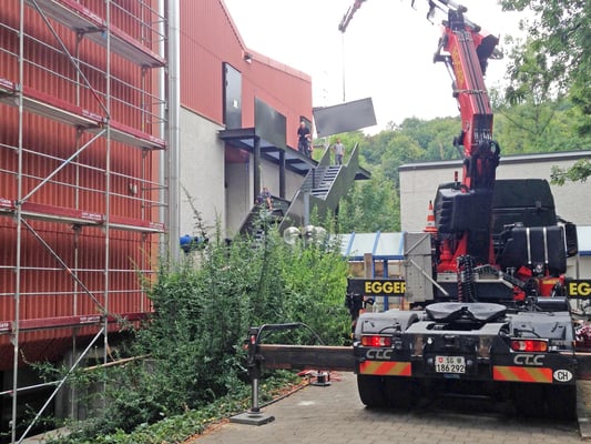 Hopf und Wirth Architekten ETH HTL SIA  Winterthur, Erweiterung Turnhallen Berufsbildungsschule Winterthur, Stahlbau Aussentreppen