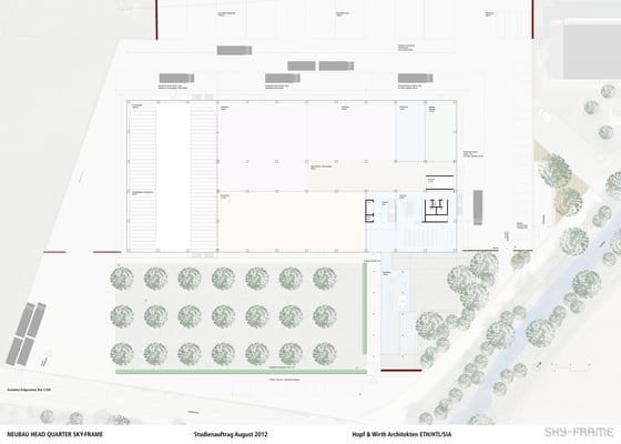 Hopf & Wirth Architekten ETH HTL SIA Winterthur, Wettbewerb Head Quarter Sky-Frame AG, Frauenfeld, Erdgeschoss
