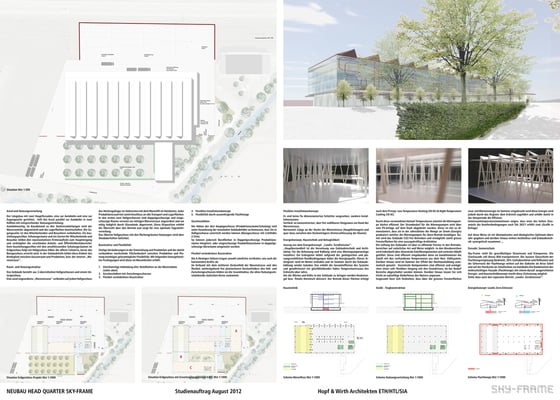 Hopf & Wirth Architekten ETH HTL SIA Winterthur, Wettbewerb Head Quarter Sky-Frame AG, Frauenfeld, Situation / Erläuterungen