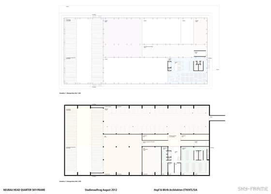 Hopf & Wirth Architekten ETH HTL SIA Winterthur, Wettbewerb Head Quarter Sky-Frame AG, Frauenfeld, 1. Obergeschoss