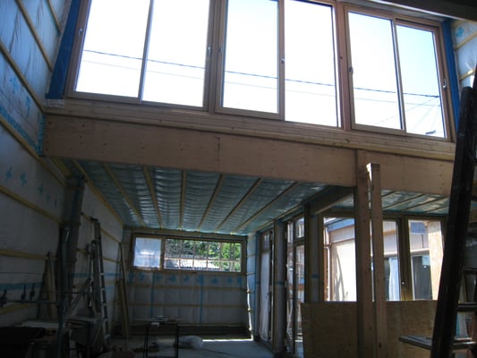 lucarne et patio vues de l'intérieur