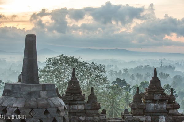 Borobudur Temple and moist morning