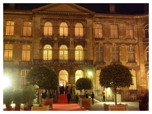 Museum courtyard by night