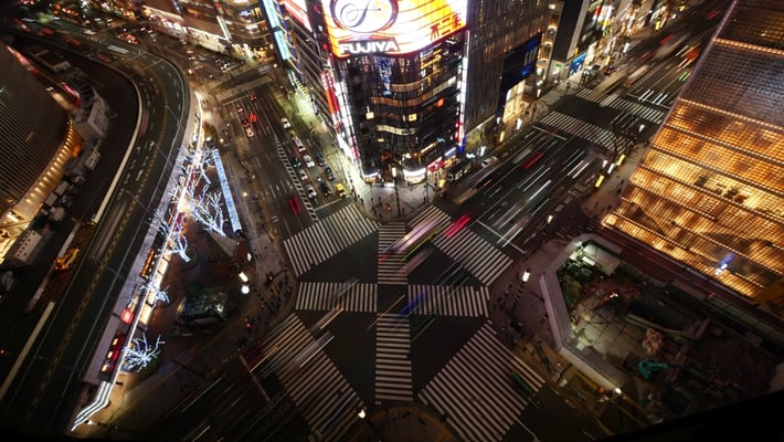 数寄屋橋交差点を上から
