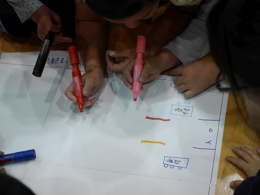 避難所のレイアウトを考えています。