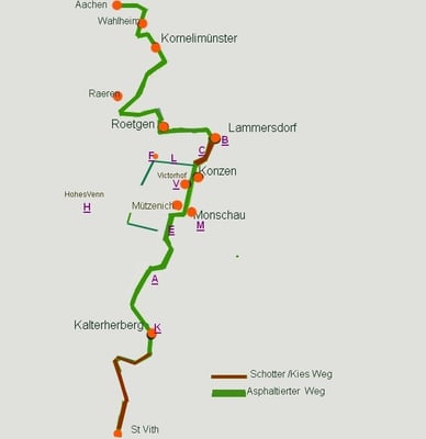 Karte Fahrradstrecke Vennbahn