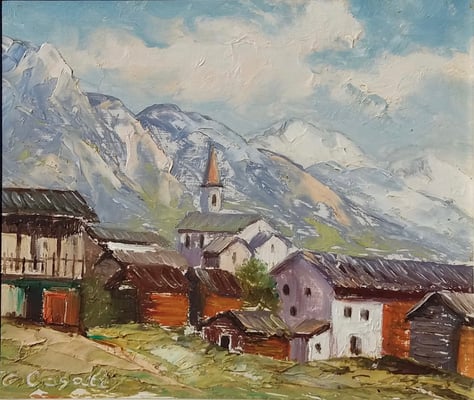 Ludwig Wechlin, (C.Casati) Losone bei Ascona, Oel auf Holz, 19x16, 1946