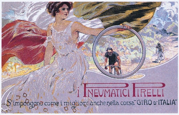 1909 Promotional Postcard for Giro d'Italia ©Fondazione Pirelli