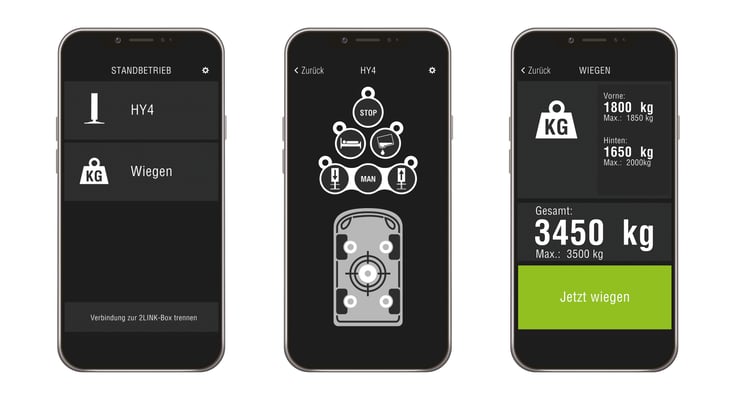 Die Steuerung der HY4-Hubstützenanlage ist auch per App möglich. 