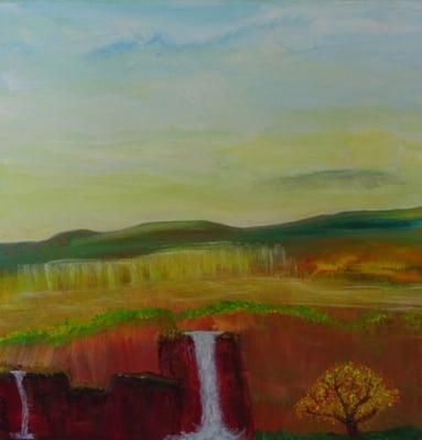 Bild Nr. 303, Format 30/30, Fels mit Wasserfall, Preis Fr. 210.00