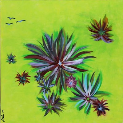 Bild Nr. 77, Format 50/50, Farbenfrohe Disteln, Preis Fr. 290.00