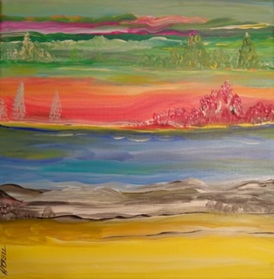 Bild Nr. 287, Format 30/30, Farbenstudie, Preis Fr. 290.00, in Ausstellung Hotel Schweizerhof, Sils-Maria