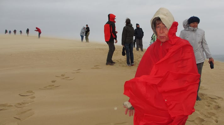 Donnerstag: auf der Düne von Pilat (bei Kälte und Wind)