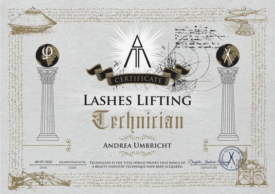 Lashes & Brows Lifting, Zertifikat Phi Academy