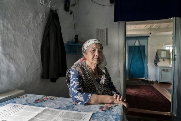 Rakima 79 years old, in the contaminated village of Bodene Ramika is a witness of the nuclear weapons tests in the Polygon.