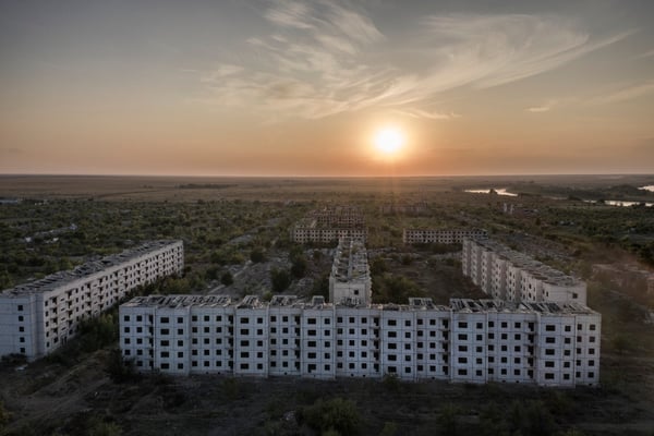 The abandoned military city of Chagan Chagan is a town located close to the polygon, it was Founded in 1950, and during the soviet period was know as Semipalatinsk-4. After the closure of the polygon the town was abandoned.