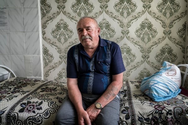 Viktor Vasilievic, in the hospital in Kurchatov town. He is affected by cardiac problems, one of the most common pathologies due to radiation