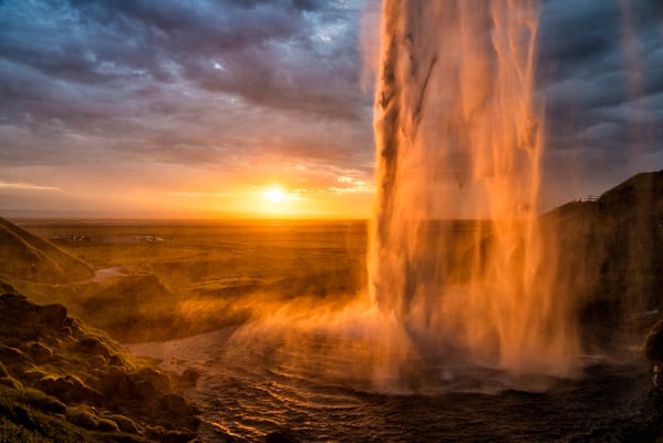 Iceland. the celebrated Seljalandsfoss waterfall. Also known as the “Liquid Waterfall”.