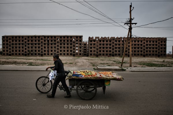 Fruit-seller in the semi-evacuated town of Gongwusu