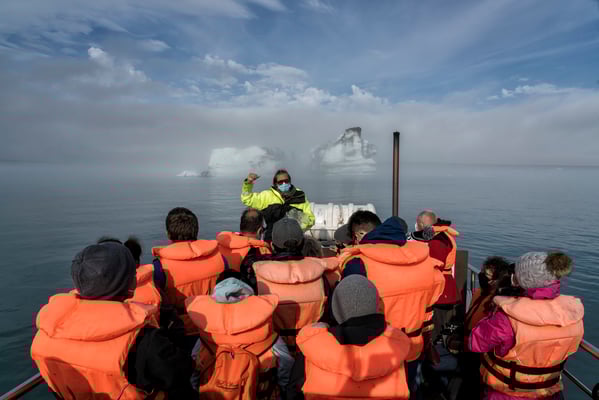 Iceland. Jökulsárlón Glacier Lagoon. Tourists on board an amphibious vehicle visit the glacier. Glacier Lagoon is located in the Vatnajökull national park in the south of Iceland, an area popular with tourists and one of the island’s best-known attraction