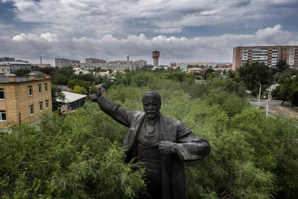 The statue of Lenin in the city of Semey, the former Semipalatinsk. The city has 300 thousand inhabitants and it is situated 100 km from the center of polygon and was heavily contaminated by radioactive particles taken by the winds during the atomic test.