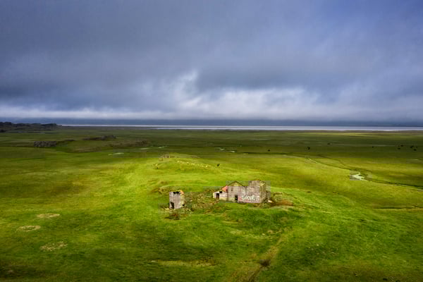 Iceland. An abandoned farm on the road that leads to the black beach in Fauskasandur in the east of the country.