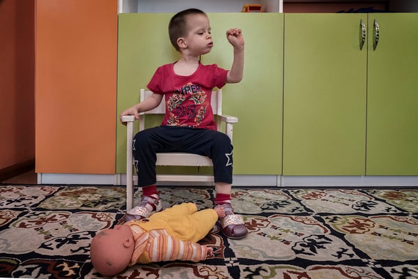 Okhtyanova Renata, 4 years old. organic lesion of the central nervous system. Orphanage for handicapped children, Semey.