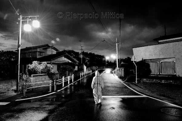 Animal Activist in search of abandoned animals Odaka city, Fukushima "No-Go Zone", Japan.