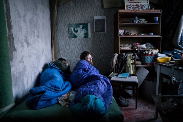 Sasha and Maxim waking up in their apartment in the ghost town of Pripyat.