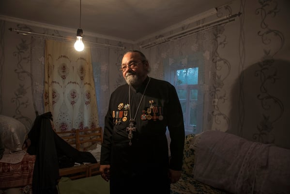 Volodimir 55 years former firefighter, lives in Terenzi, a village within the exclusion zone. Volodimir is one of the few firefighters who survived that tragic night of April 26, 1986. Terenzi, Chernobyl Exclusion Zone.