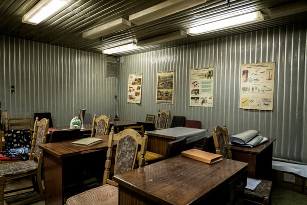 In Soviet times this room was used for lectures on how to deal with a nuclear attack.