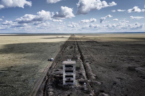 Buildings inside the polygon that were used to test the atomic explosions. Polygon, Kazakhstan Inside the polygon huge buildings were erected to test the effects of atomic bombs and to protect cameras to document the explosions