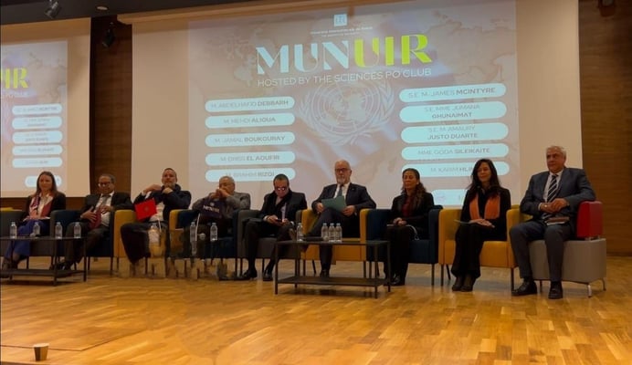 Karim Hilmi, IOI Ocean Academy Director, Morocco (1st from right) at the MUN conference, Rabat, Morocca