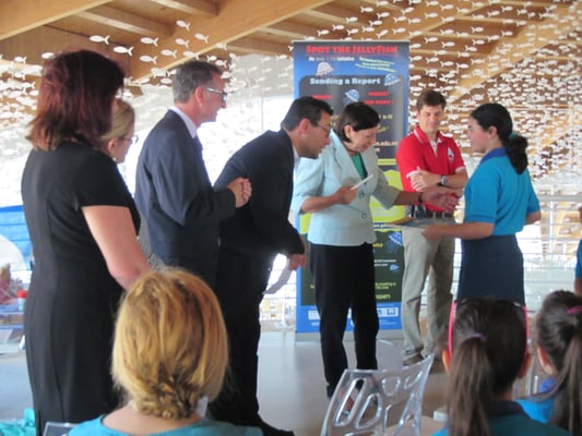 IOI MALTA: Award presentation to one of the winning student projects by HE The Agent President