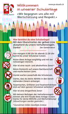 Gestaltung Beschilderung Verhaltensregeln Schulen Sissach