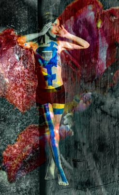 Martina Chardin, Girl with Flowers 03, Collage