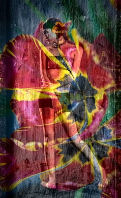 Martina Chardin, Girl with Flowers 02, Collage