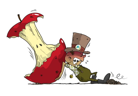 Illustration Lutin pousse une pomme