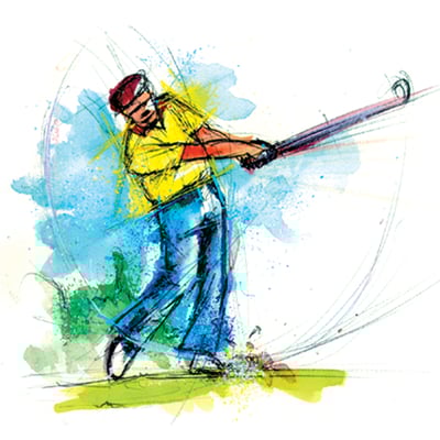 Illustration Aquarelle golfeur
